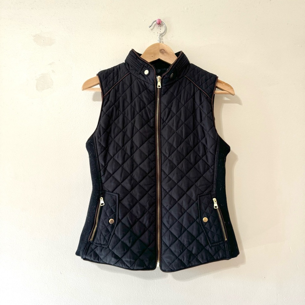 Love Tree Quilted Vest Black Brown Puffer Equestrian Winter Fall Small